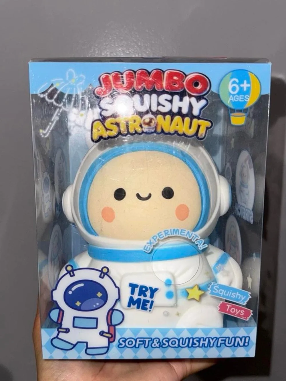 Jumbo Squishy Astronaut Toy - Blue & Cream Cute Space Plush Squishy